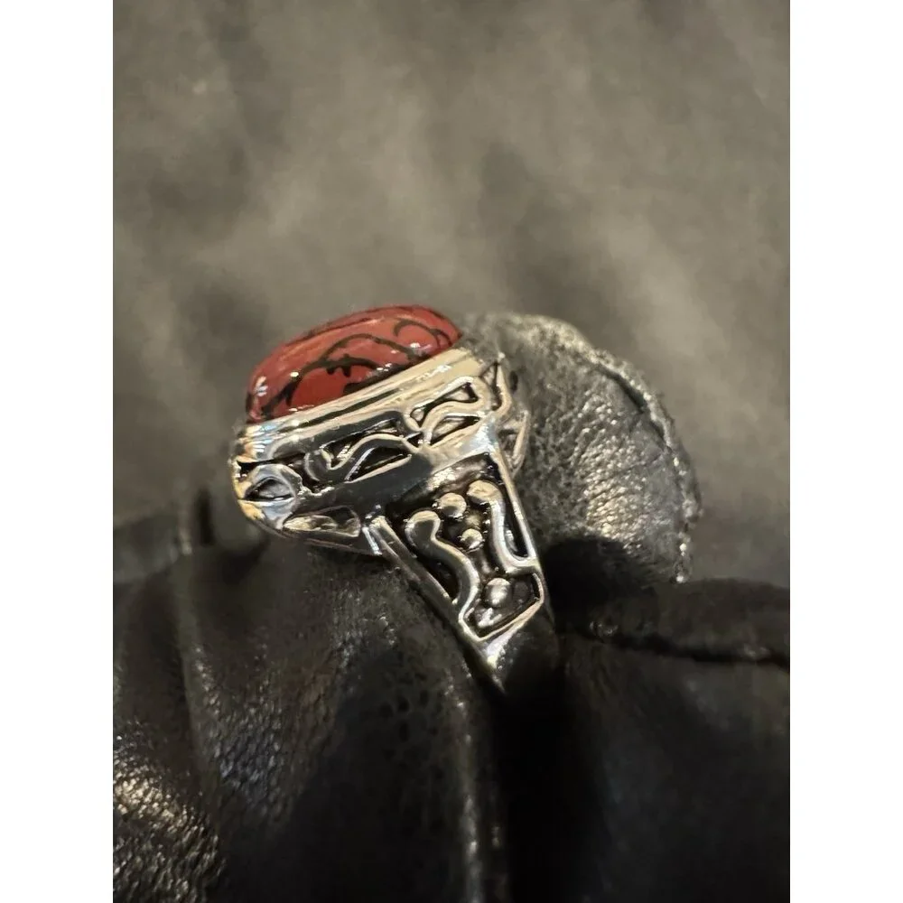 Premier Designs Spice Red Black Silver Fashion Ring Women 17 US 7 NEW